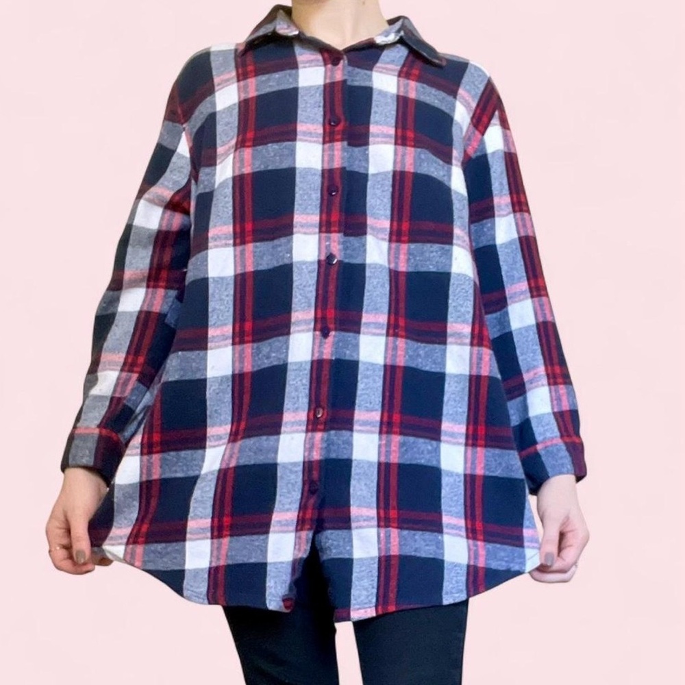 Boohoo Red and White Plaid Shirt